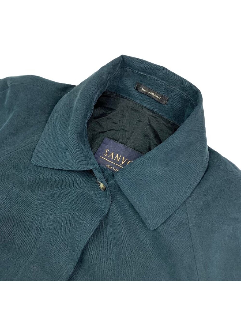 Sanyo Women’s Belted Trench Coat Overcoat Navy Blue Hidden Buttons • Size 4